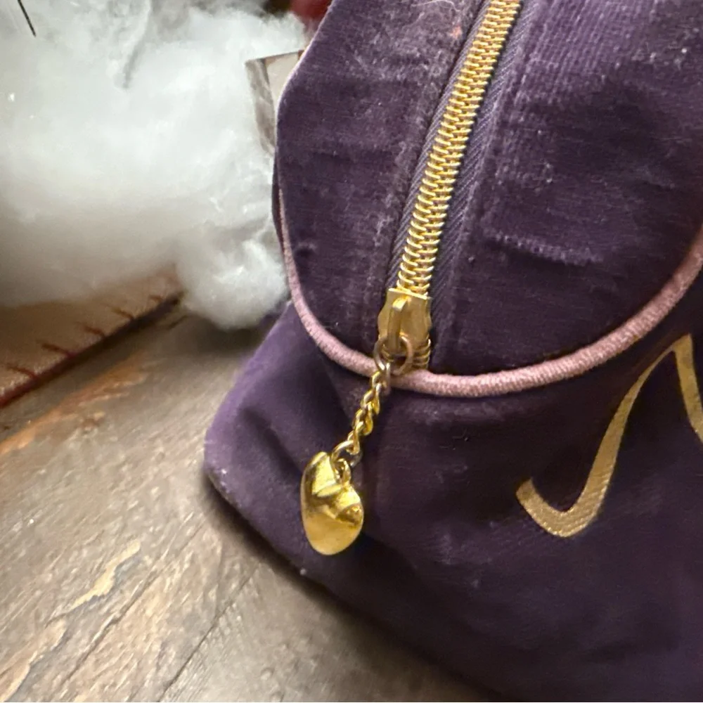 Vintage Y2K 1990’s Victoria's Secret Handbag Purple Velvet Satchel Bag Cosmetic